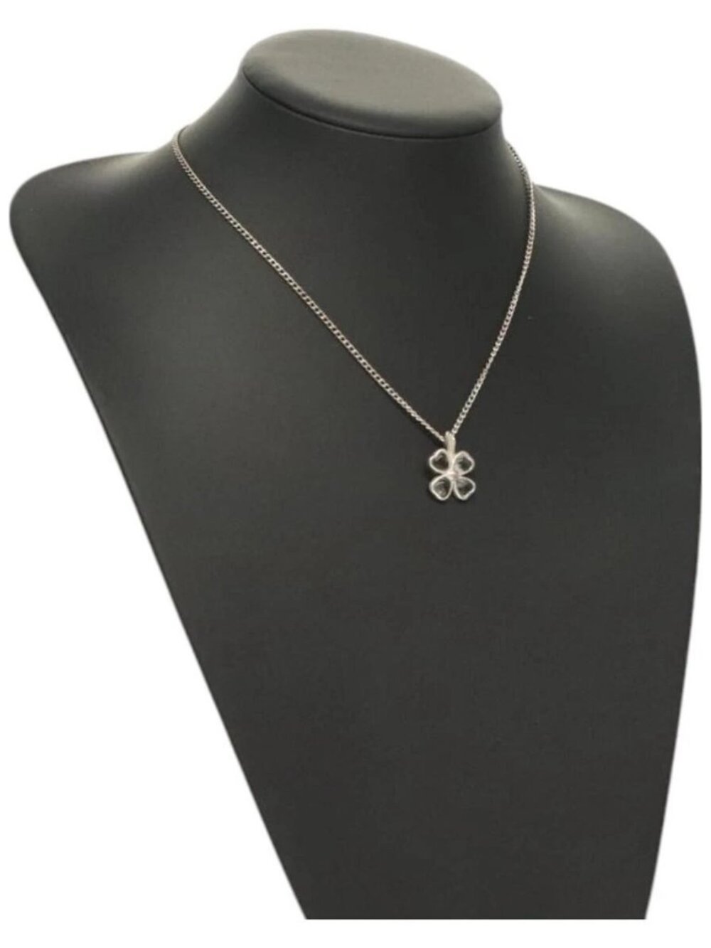 CHANEL Clover Necklace metal Silver CC - Picture 1 of 16